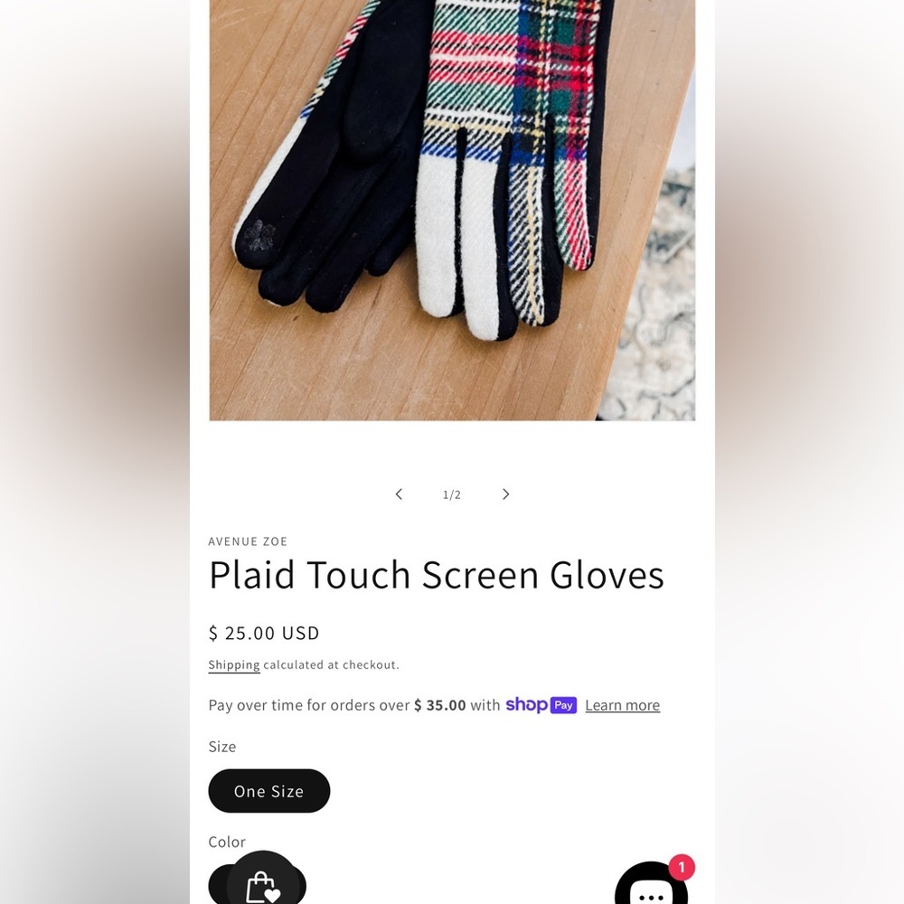 NWOT Charlie Paige Women’s Plaid Wool Touchscreen Gloves OS - Picture 3 of 6